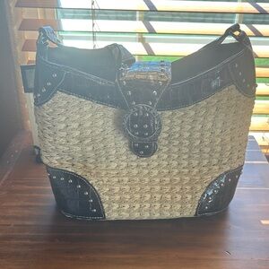 Brighton Black and Tan Hobo Bag